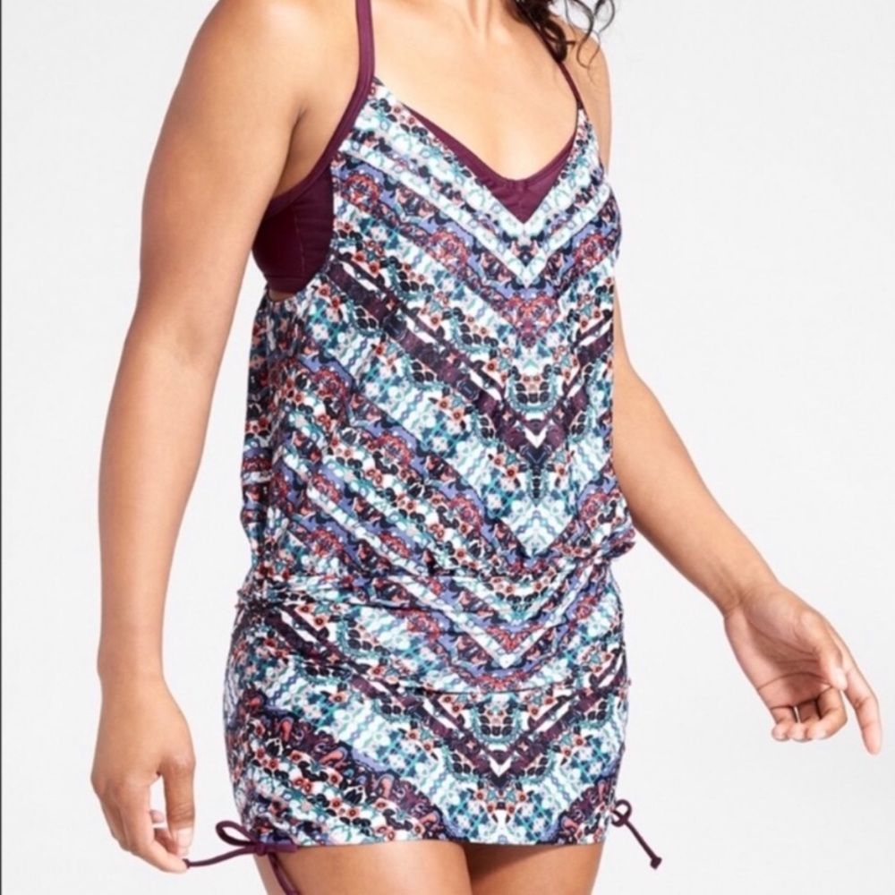 Athleta marrakesh side scrunch tankini 36 D/DD